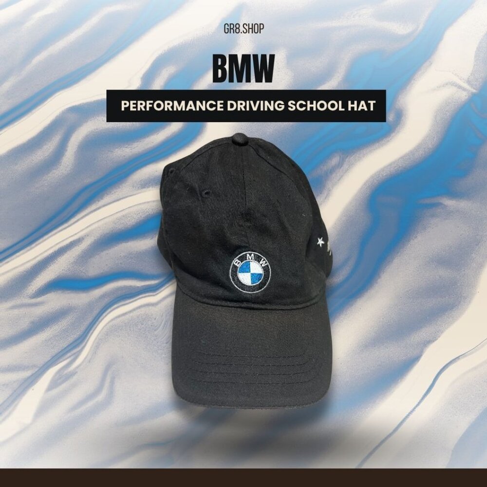 BMW Performance Driving School Hat Black Adjustable Cap By Vantage 100% Cotton O